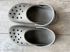 Crocs Crocband Smoke Gray Navy Clogs Water Shoes Size US 3 J3 Casual Sandals EUC