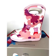 Hunter Kids With Handles Easy pull on rain boots NWT NWB size 2B/3G Peppa Pig