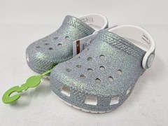 Crocs Classic Iridescent Glitter Clogs, Little Kids/Toddler, 210985-100, NEW!