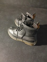 Doc Martens Ankle High Zip Up Youth Size 4m Black Boots Air Wair Leather