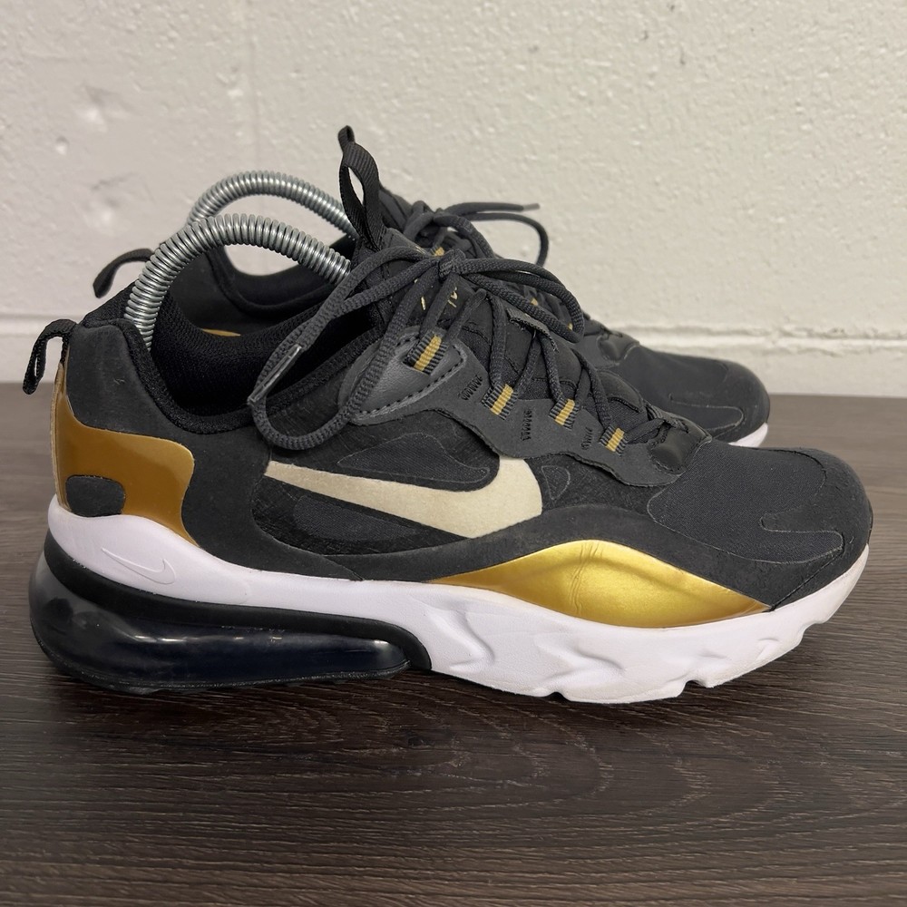 Nike Air Max 270 React BQ0103 005 Youth US 7Y Women US 8.5 Black / White Gold