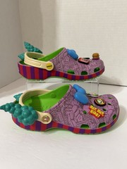 Crocs x The Simpsons Krusty Classic Clog J5 Kids Purple Green w/ Jibbitz No Box