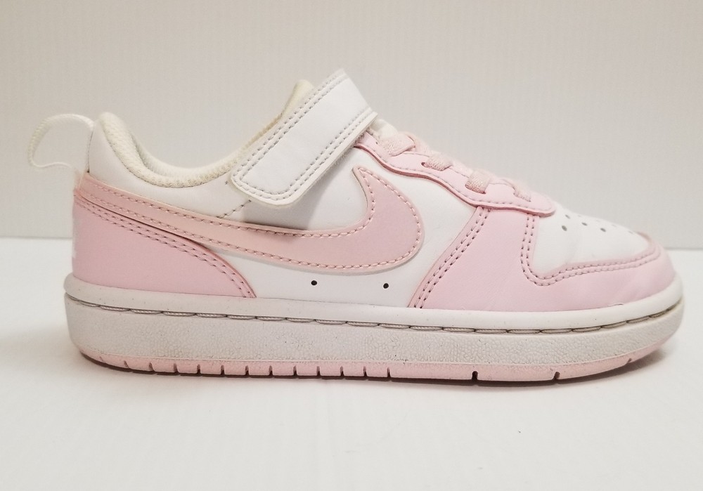 Nike Kids Court Borough Low Recraft DV5457-105 White Pink Sneakers Shoes Sz 11C