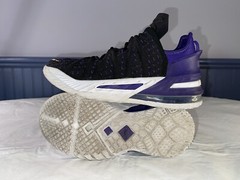 Nike LeBron 18 GS Lakers Size 4.5Y Black/Metallic Gold/Purple/White CW2760-004