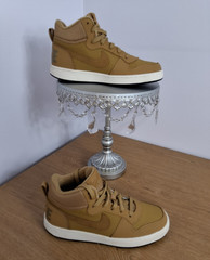 Nike Court Borough Mid Wheat Leather Mid Top Lace-Up Sneakers Kids 7Y