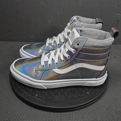 Vans Shoes Junior Sz 6.5 Silver Holographic High Top Casual Skate Sneakers