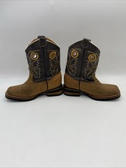 Old Corral Square Toe Cowboy Boots Brown Swede Leather Kids Size 11 US /18.5 Mex