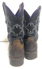 Ariat Brown & Blue Leather Square Toe Cowboy Boots Youth Size 12 Style 10012794