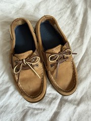 Sperry Top-Sider Brown Leather Boys Boat Shoes Slip On Loafers US 12M Casual