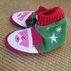 Hanna Andersson Santa St Nick Slipper Socks Boots Fleece Lining sz 9-10