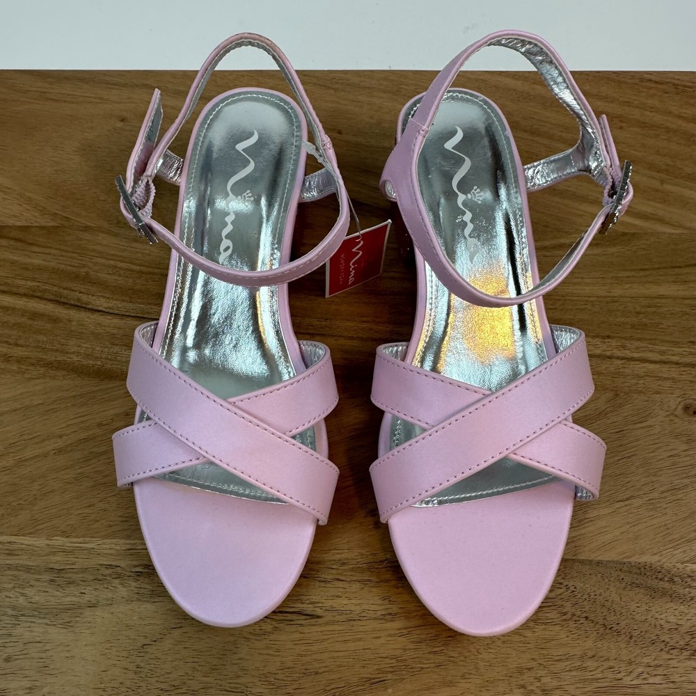 New Big Kids Nina Valentin Purple Heeled Strappy Ankle Strap Sandals Size 4 Y
