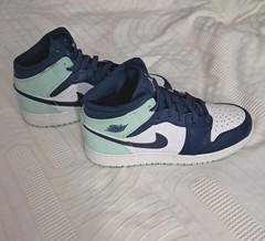 Jordan Air Jordan 1 Mid Blue White Mint Green Unisex 7Y Athletic Sneakers