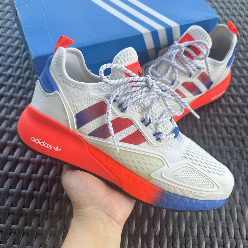 Adidas ZX 2K Boost J White Solar Red Kid’s Athletic Shoes FX9519 Size 6.5