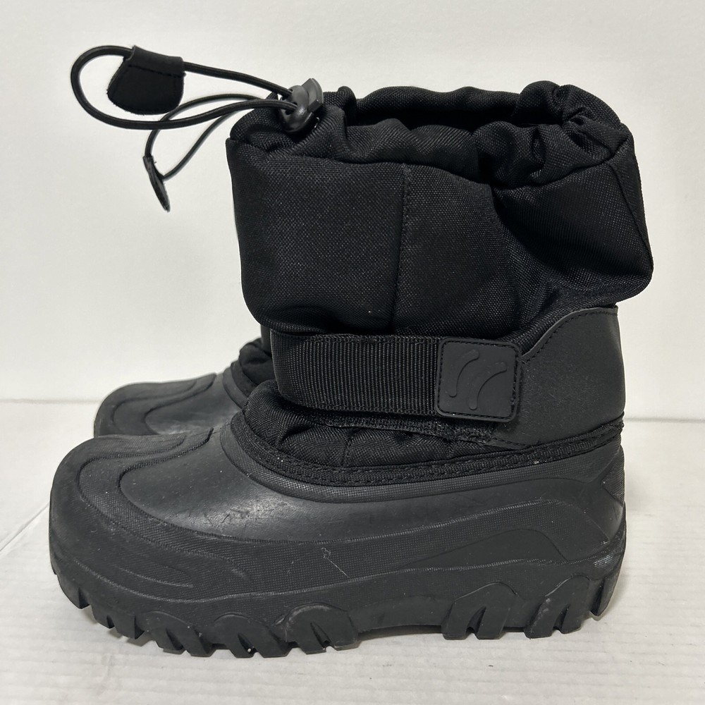 Thermolite Waterproof Boots Youth Size 2 Black Adjustable Snow Rain Boots