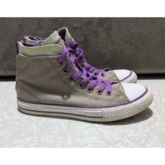 Converse Chuck Taylor All Star High Top Youth 2 Gray Purple Mint Back Zip Skater