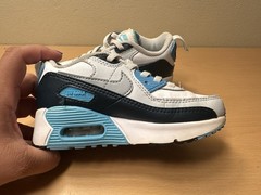 Nike Air Max 90 EasyOn White Baltic Blue Armory Navy Wolf Grey Unisex Size 10C