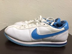 Nike 315931-142 white/blue low top lace up Shoes SZ 5.5 Youth leather upper