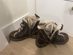Dr. Martens Brown Leather Fur-Lined Combat Boots size 6.5 women’s