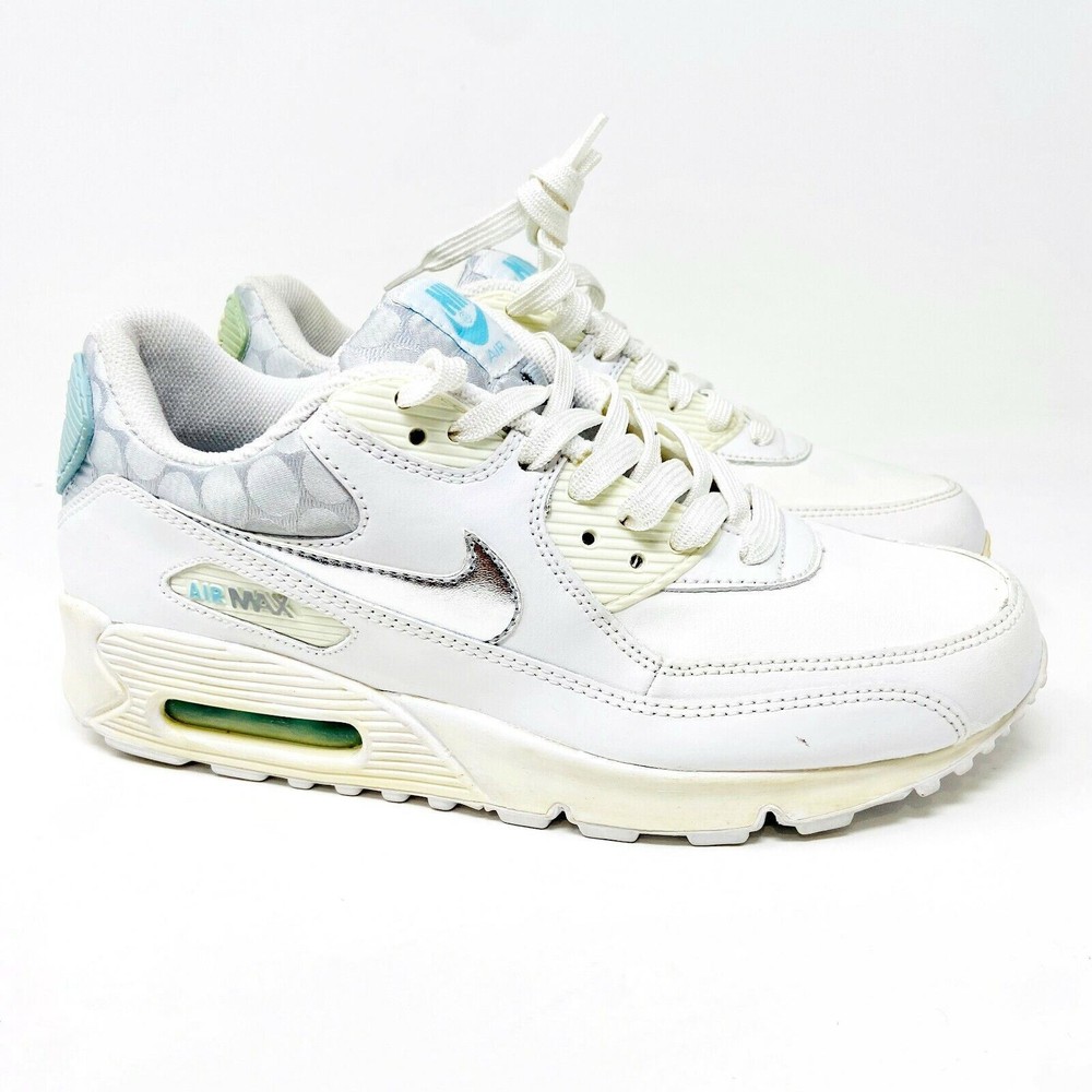 Nike Air Max 90 2007 (GS) White Silver Blue Vintage Kids Size 7Y 345017 103