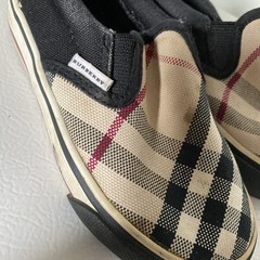 Burberry Checkered Canvas Slip-Ons in Black and Beige size 8.5, EU 26