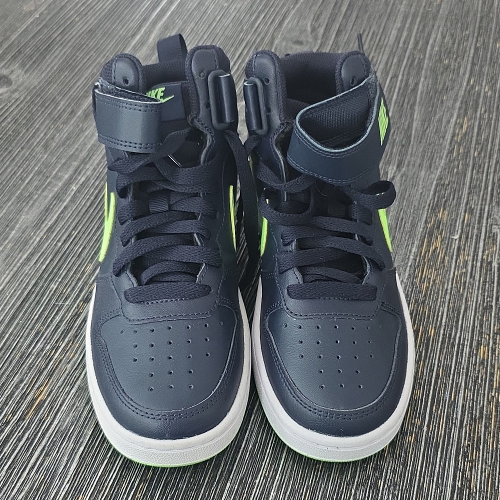 Nike Court Borough Mid 2 Mid Top Leather Sneakers Black/Green/White 4Y