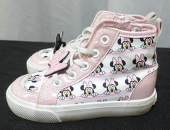 GROUNDUP DISNEY MINNY MOUSE LACE UP ZIPPER HIGH TOP PINK/WHITE SHOES TODDLER 10