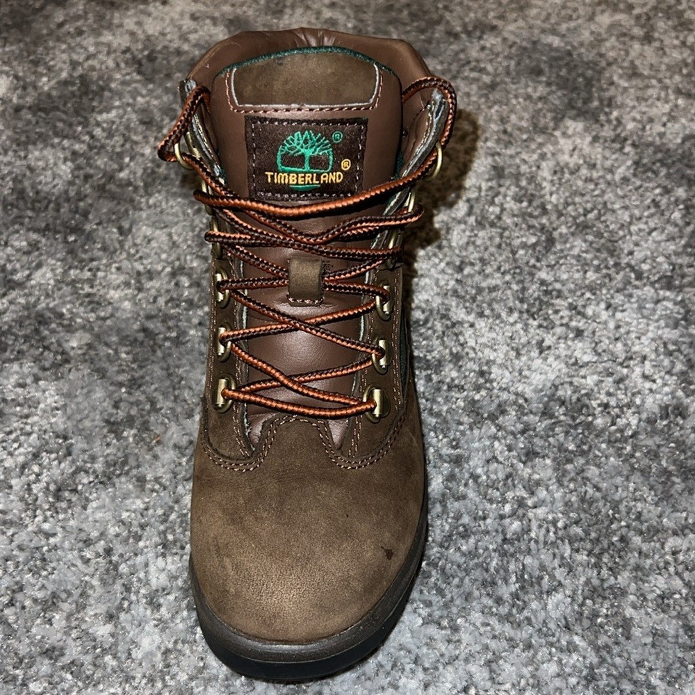 Timberland Field Boot Preschool Size 1.5Y Beef and Broccoli Brown Green Leather