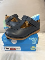 Toddler Girls 9M Stride Rite 360 Navy Mary Jane Leather Hook & Loop