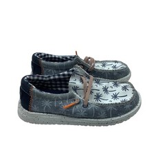 Hey Dude Youth Wally Tropical Palm Print Casual Shoes Kid Sz 11 Blue White