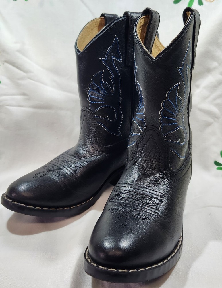 Masterson Boot Co Cowboy RB2001C Black w/White & Blue Stitching Kid’s Sz 12M