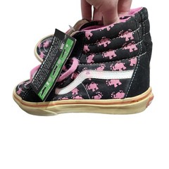 Vans Off The Wall Sk8-Hi Pink Elephant Print Black Youth Size 6 Sneakers