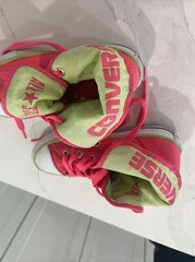 Converse All Star Pink Lime Fold Down High Top Sneakers Shoes Youth Sz 12 Girls