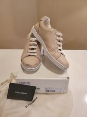Dolce & Gabbana beige leather logo trainers size 31EUR/kids‘ 13.5US