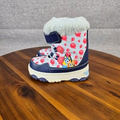 Bluey Bingo Kids Winter Snow Boots Blue Red Balloon Print Faux Fur Sz 7 36112035