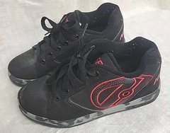 Heelys Propel 2.0 Black Red camo Lace Up Wheel Rolling SKATE SHOES Youth 4