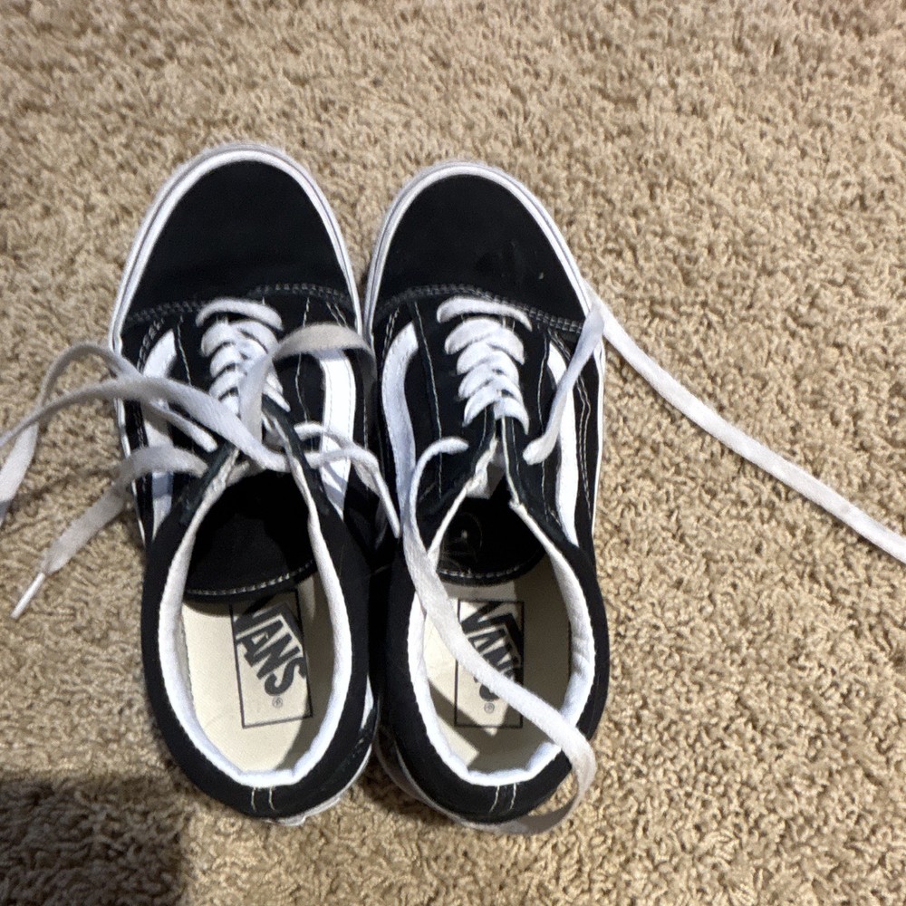 VANS Off The Wall Kids Sneaker US 7 Black/White Low Top Lace-Up Logo
