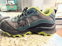 🏔️Merrell Moab Speed Low Waterproof Hiking Shoes Deep Green/Black Kid Sz:10.5