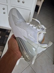 Nike Air Max 270 White Metallic Silver (GS) Shoes 943345-103 Youth Sz 7Y