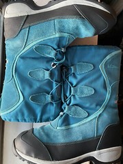 LL Bean kid’s 7 High Turquoise Suede Winter Lined Snow Boots Lace Up Athleisure