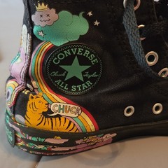 Converse Chuck Taylor All Star Psychedelic Hoops Graphic Black High Tops Size 2