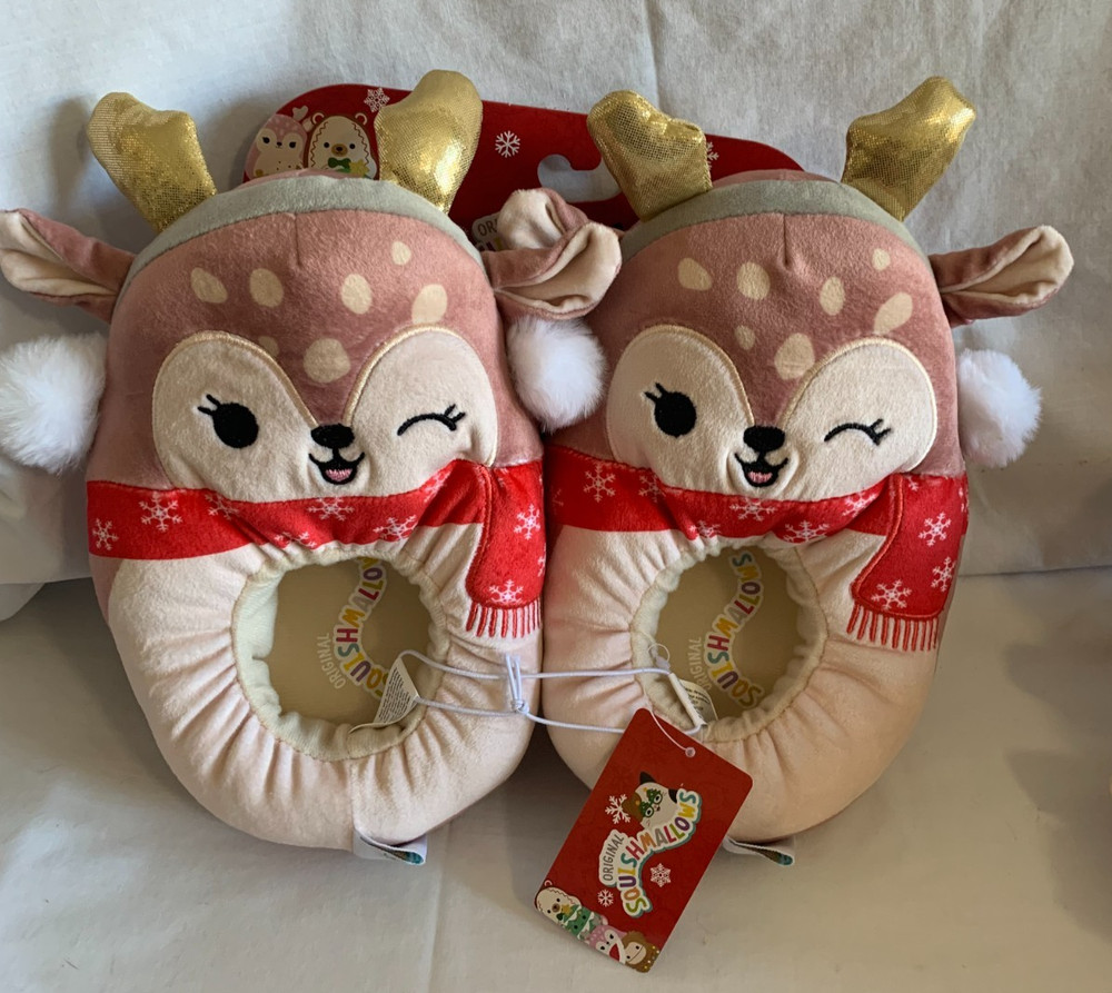 NEW Original Squishmallows Reindeer Character Plush Slippers – Size 2/3