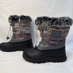 DREAM PAIRS KSnow Grey-Multi Thinsulate WATERPROOF SNOW Boots Girls 5 faux fur