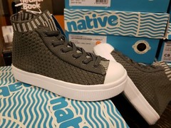 NATIVE Grey JEFFERSON 2.0 HIGH LITEKNIT Kids Sneakers Lace Shoes 7T US / 23 EUR