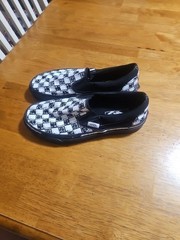 Black & White Checkered Print Vans Slip On Sneakers Men 4.5/women 6.0