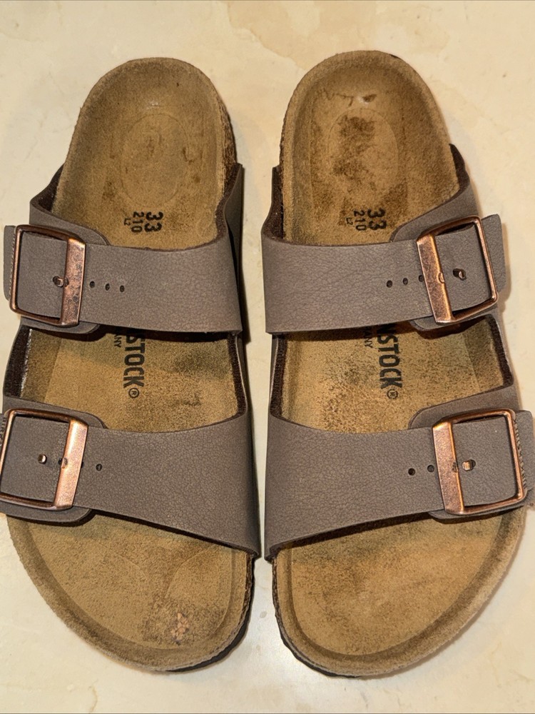 BIRKENSTOCK ARIZONA KIDS LEATHER DUAL STRAP SLIDE/SANDAL YOUTH US 2-2.5/33 $110