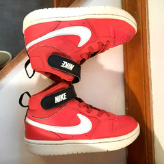 Nike Court Borough Mid 2 Red White Black CD7783-600 Kids Size 12C-VGUC