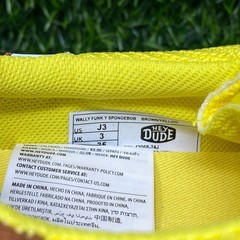Hey Dude Sponge Bob & Patrick Kids Size 3J Yellow and Coral Casual Shoes 2222