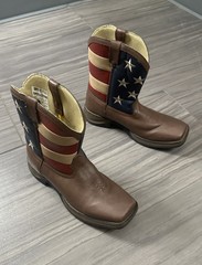 Durango 8″ Square Toe Patriotic Western Flag Boots BT245 Kids/Men US 7M UK 6
