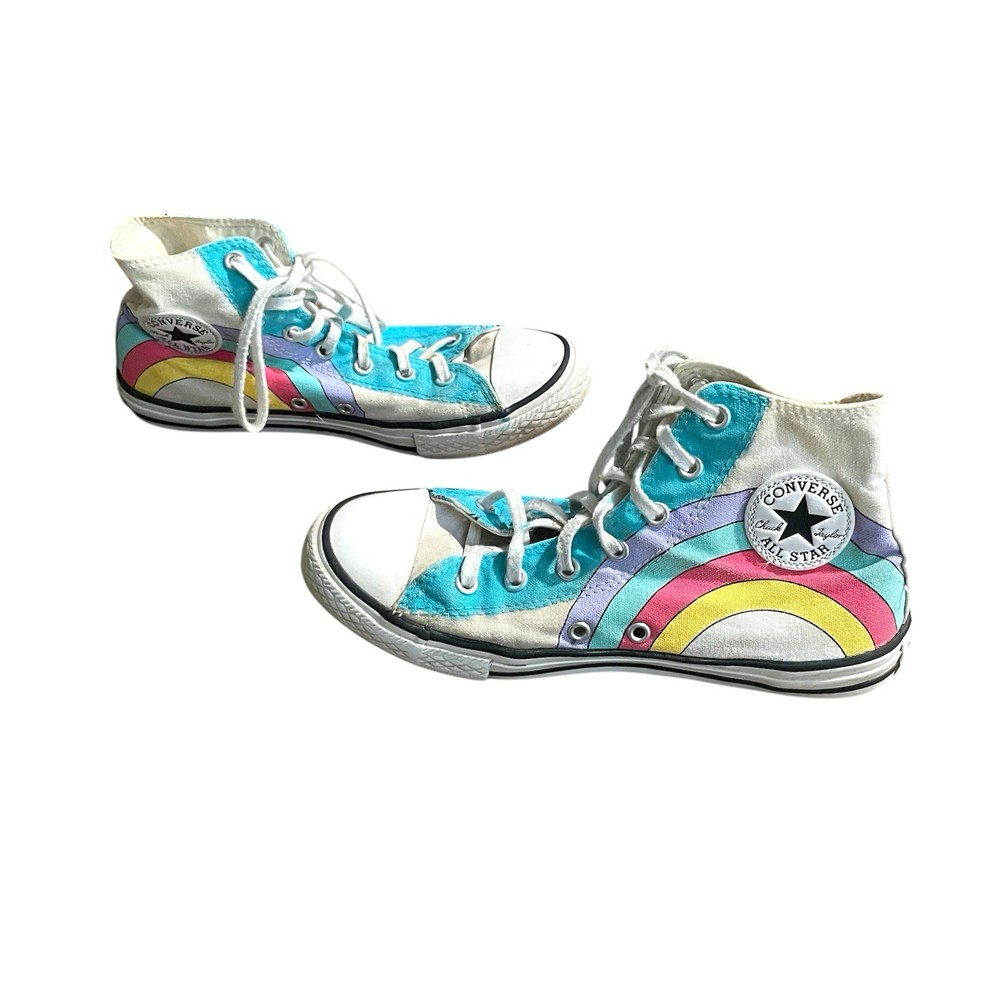Converse Shoes Juniors CTAS HI Top Blue Rainbow Size 4