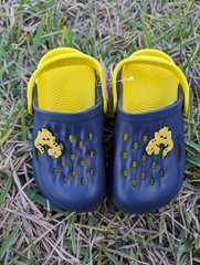 Kids Unisex Classic Clog Slip on Sandals Shoes( Blue and Yellow Alligator)